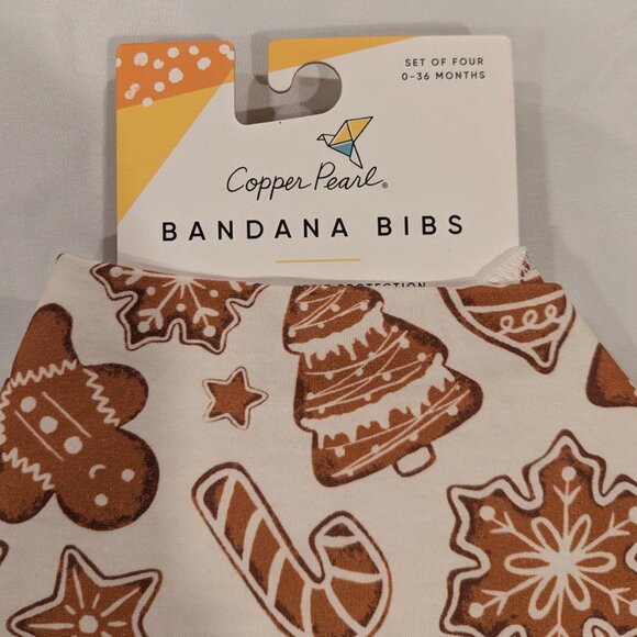 NWT Copper Pearl Bandana Drool Bibs SET of 4 ("Gingerbread" Christmas Patterns) - Picture 5 of 8